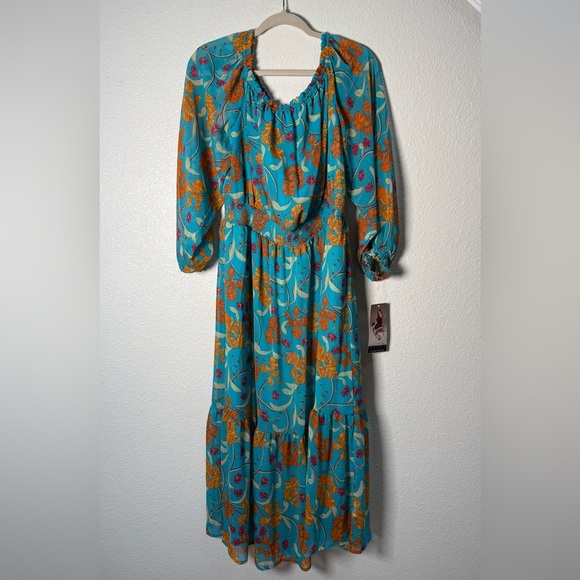 NWT Sofía Vergara Blue Caneel Bay Floral Off-Shoulder Maxi Dress Women’s Size XL - Picture 9 of 14